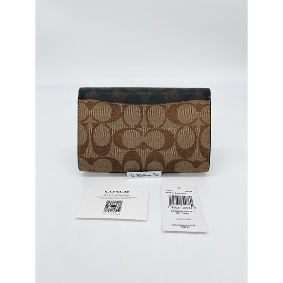 Coach C6897 Kleo Wallet In Blocked Signature Canvas Khaki Brown NWT Org $228 - Picture 2 of 9